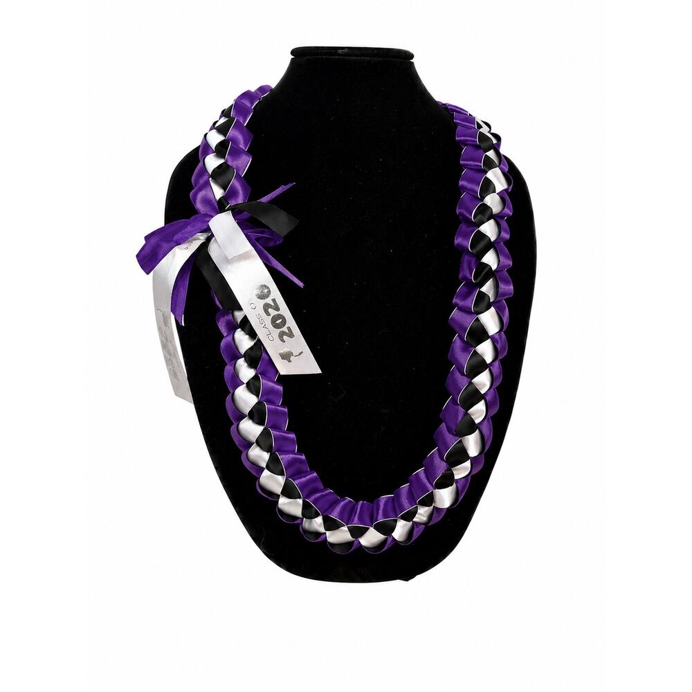Light Blue Black White Graduation Lei Class of 2026